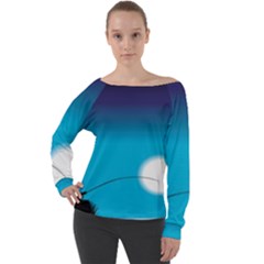 Fishing Off Shoulder Long Sleeve Velour Top