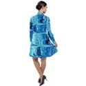 Blue Waves Long Sleeve Chiffon Shirt Dress View2