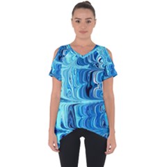 Blue Waves Cut Out Side Drop Tee by Sparkle