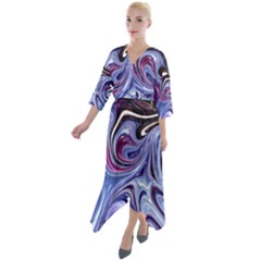 Galaxy Quarter Sleeve Wrap Front Maxi Dress