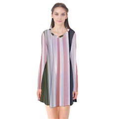 Satin Strips Long Sleeve V-neck Flare Dress