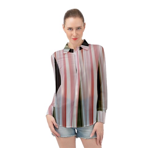 Satin Strips Long Sleeve Chiffon Shirt by Sparkle