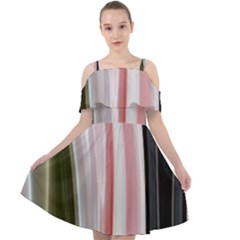 Satin Strips Cut Out Shoulders Chiffon Dress