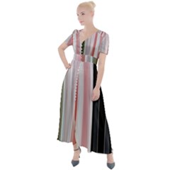 Satin Strips Button Up Short Sleeve Maxi Dress