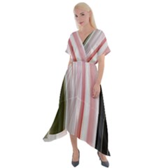 Satin Strips Cross Front Sharkbite Hem Maxi Dress