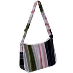 Satin Strips Zip Up Shoulder Bag