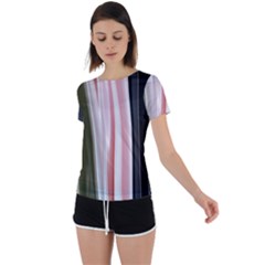 Satin Strips Back Circle Cutout Sports Tee