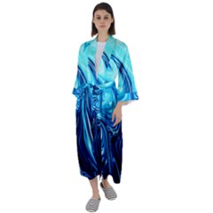 Sunami Waves Maxi Satin Kimono