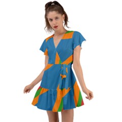 Rainbow Road Flutter Sleeve Wrap Dress by Sparkle