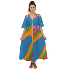 Rainbow Road Kimono Sleeve Boho Dress by Sparkle