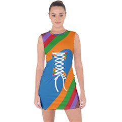 Rainbow Road Lace Up Front Bodycon Dress by Sparkle