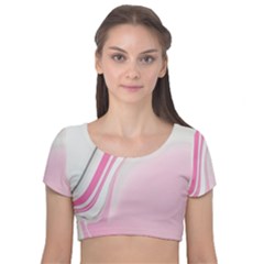 Modern Pink Velvet Short Sleeve Crop Top  by Sparkle