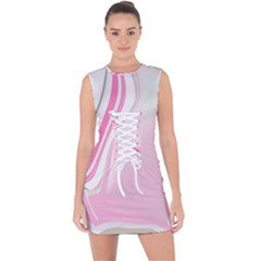 Modern Pink Lace Up Front Bodycon Dress by Sparkle