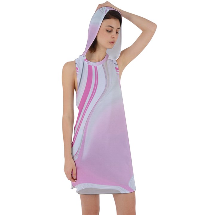 Modern Pink Racer Back Hoodie Dress