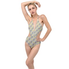 Color Tiles Plunging Cut Out Swimsuit