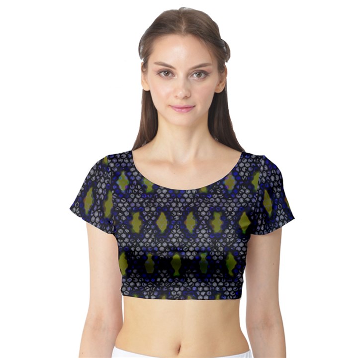 Color Abstract Cartoon Short Sleeve Crop Top