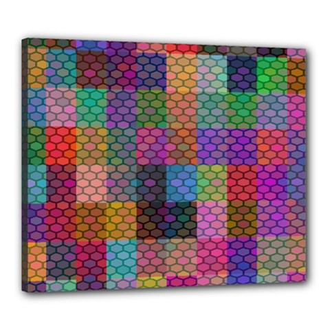 Random Colors Hexagon Canvas 24  X 20  (stretched) by Sparkle