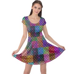 Random Colors Hexagon Cap Sleeve Dress by Sparkle