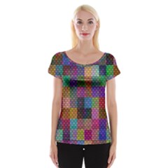 Random Colors Hexagon Cap Sleeve Top by Sparkle