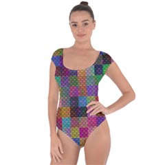 Random Colors Hexagon Short Sleeve Leotard  by Sparkle