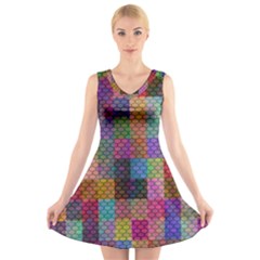 Random Colors Hexagon V-neck Sleeveless Dress by Sparkle