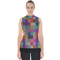 Random Colors Hexagon Mock Neck Shell Top by Sparkle