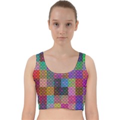 Random Colors Hexagon Velvet Racer Back Crop Top by Sparkle