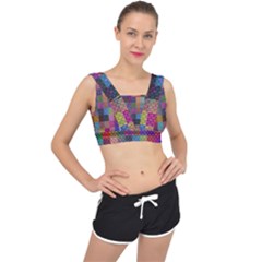 Random Colors Hexagon V-back Sports Bra by Sparkle