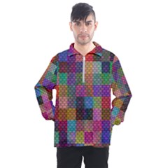 Random Colors Hexagon Men s Half Zip Pullover by Sparkle