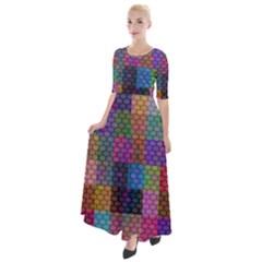 Random Colors Hexagon Half Sleeves Maxi Dress by Sparkle