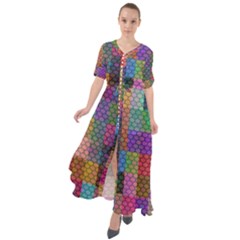 Random Colors Hexagon Waist Tie Boho Maxi Dress by Sparkle