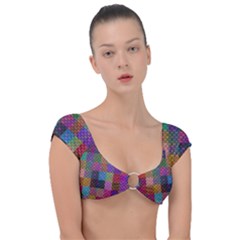 Random Colors Hexagon Cap Sleeve Ring Bikini Top by Sparkle