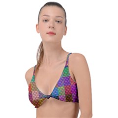 Random Colors Hexagon Knot Up Bikini Top by Sparkle