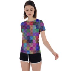 Random Colors Hexagon Back Circle Cutout Sports Tee