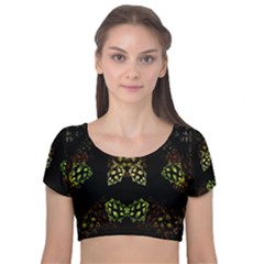 Duckies Velvet Short Sleeve Crop Top  by Sparkle