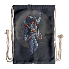 Illustration Drunk Astronaut Drawstring Bag (large) by Vaneshart