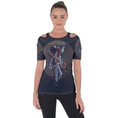 Illustration Drunk Astronaut Shoulder Cut Out Short Sleeve Top by Vaneshart