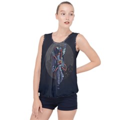 Illustration Drunk Astronaut Bubble Hem Chiffon Tank Top by Vaneshart