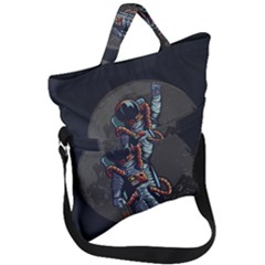 Illustration Drunk Astronaut Fold Over Handle Tote Bag by Vaneshart