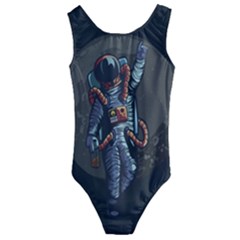 Illustration Drunk Astronaut Kids  Cut-out Back One Piece Swimsuit by Vaneshart