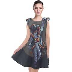 Illustration Drunk Astronaut Tie Up Tunic Dress by Vaneshart