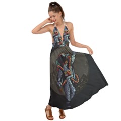 Illustration Drunk Astronaut Backless Maxi Beach Dress by Vaneshart