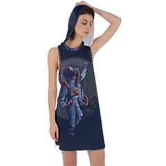 Illustration Drunk Astronaut Racer Back Hoodie Dress