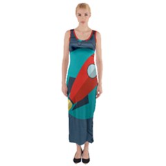 Rocket With Science Related Icons Image Fitted Maxi Dress by Vaneshart