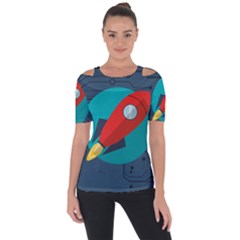 Rocket With Science Related Icons Image Shoulder Cut Out Short Sleeve Top by Vaneshart