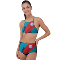 Rocket With Science Related Icons Image High Waist Tankini Set