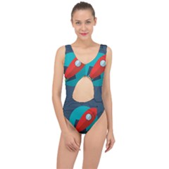 Rocket With Science Related Icons Image Center Cut Out Swimsuit by Vaneshart