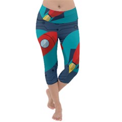 Rocket With Science Related Icons Image Lightweight Velour Capri Yoga Leggings by Vaneshart