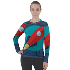 Rocket With Science Related Icons Image Women s Pique Long Sleeve Tee