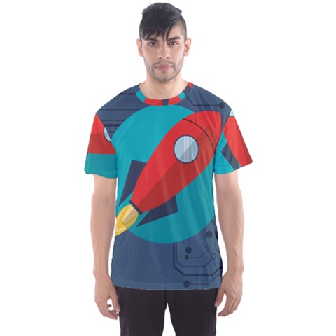 Rocket With Science Related Icons Image Men s Sports Mesh Tee by Vaneshart